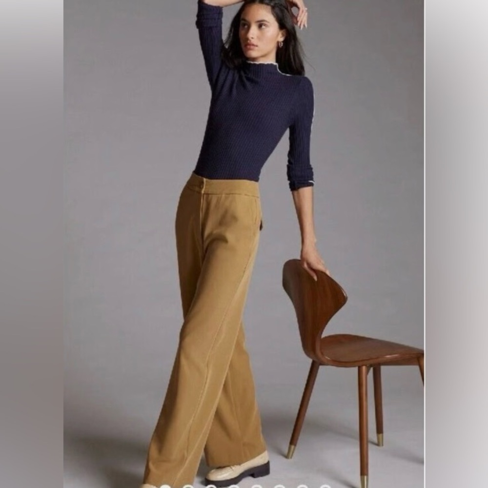 Anthropologie Exquise Dress Workwear Career Straight Leg Pants Camel Size 2X